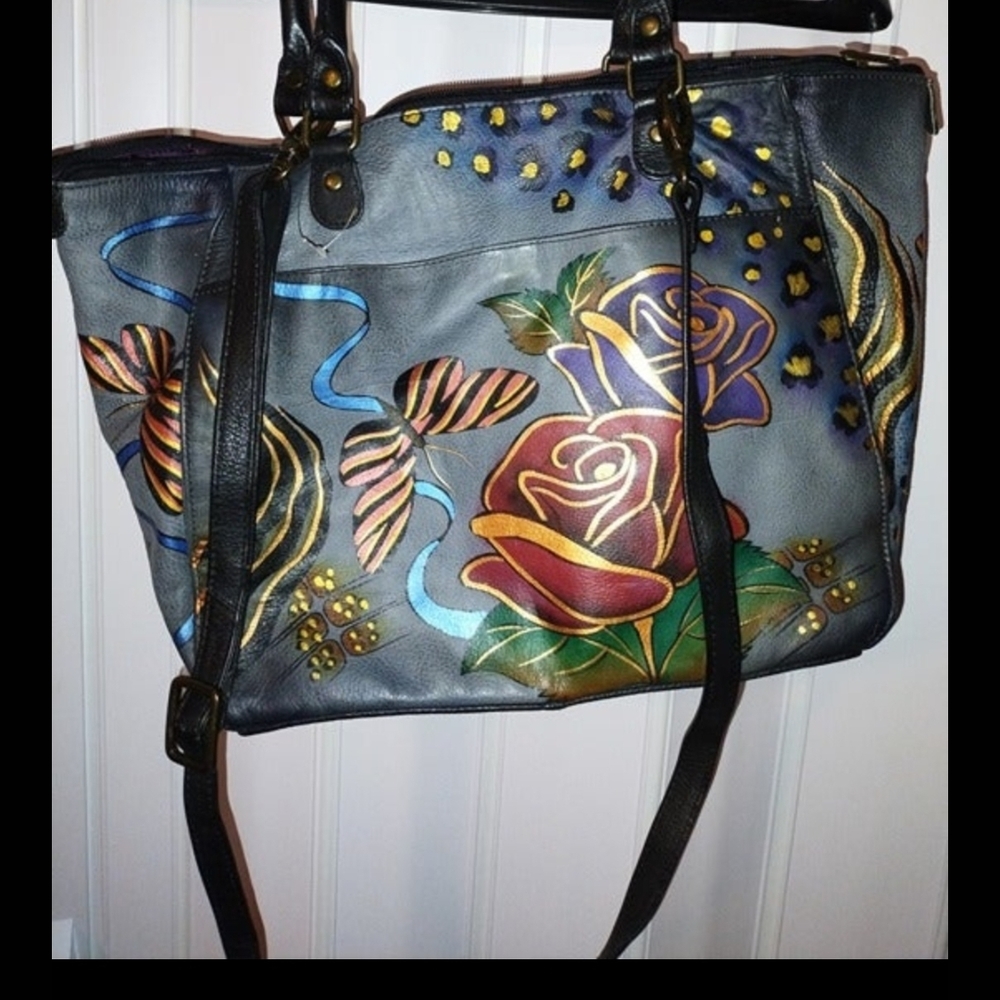 Anuschka LARGE TOTE- A Work of art! Desert Rose pattern.  Excellent Condtion.